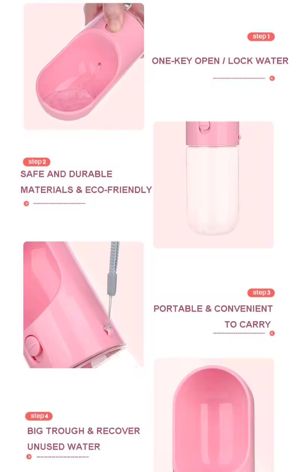 foldable, portable, plastic 2-in-1 water and food bottle/bowl